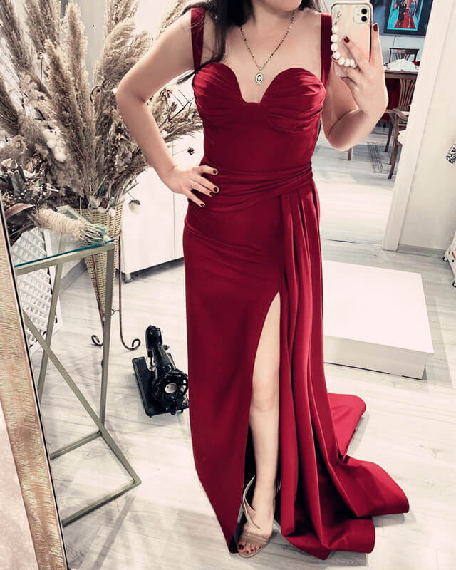 Mermaid Magenta Sweetheart Split Dress
