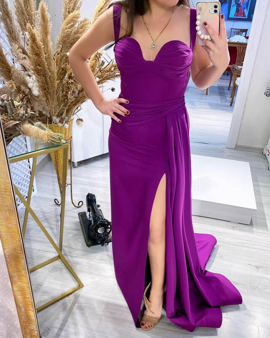 Mermaid Magenta Sweetheart Split Dress