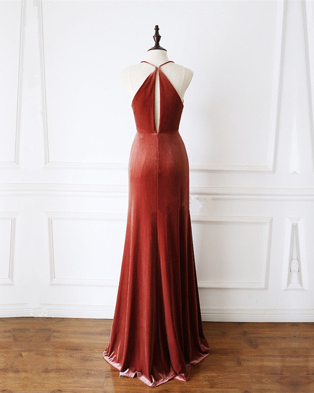 Mermaid Velvet Bridesmaid Dresses Draped Neck