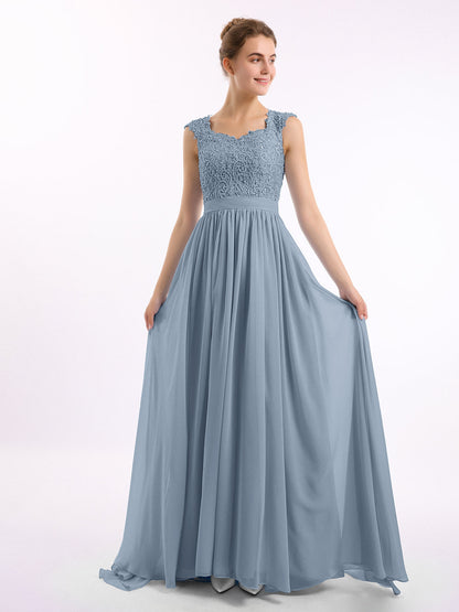 Appliqued and Beaded Dress with Sweetheart Neck Dusty Blue