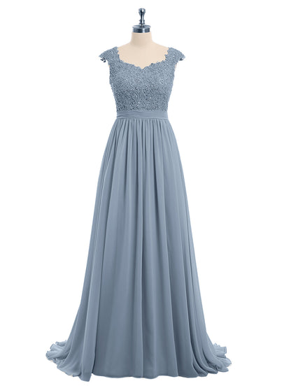 Appliqued and Beaded Dress with Sweetheart Neck Dusty Blue