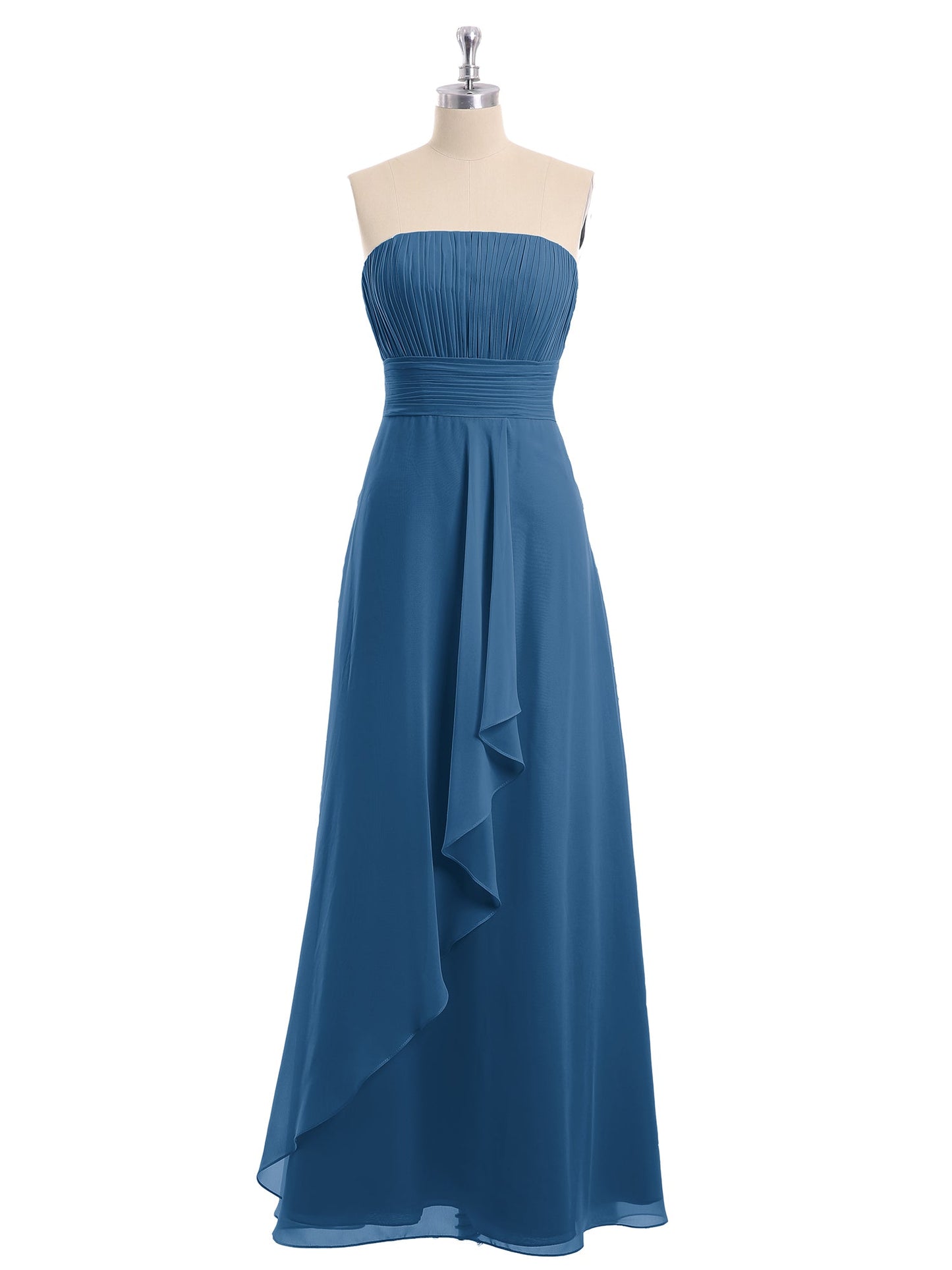 Straight Across Neck Chiffon Bridesmaid Dress Ink Blue