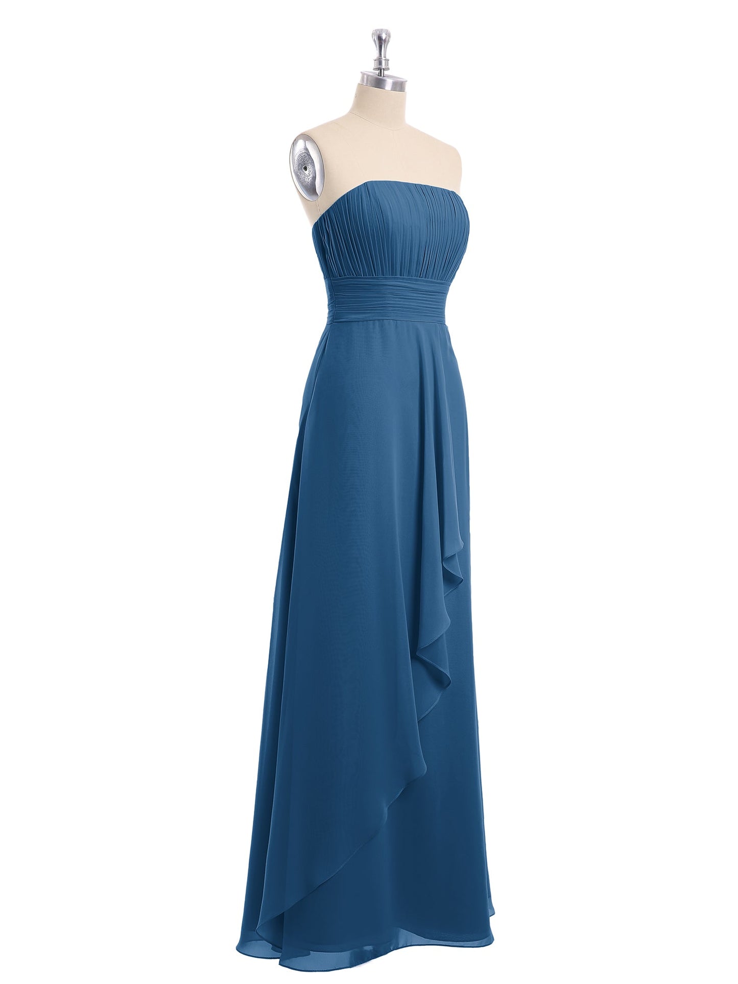 Straight Across Neck Chiffon Bridesmaid Dress Ink Blue