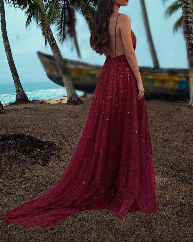 Burgundy Sparkly Dresses