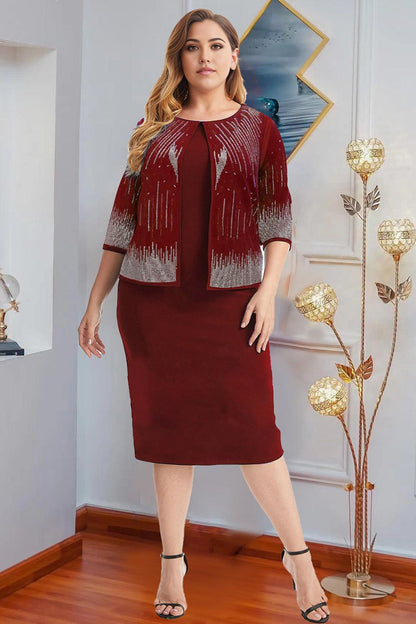 Sheath Elegant Fake Two-Piece Chiffon Plus Size Mother of the Bride Dress