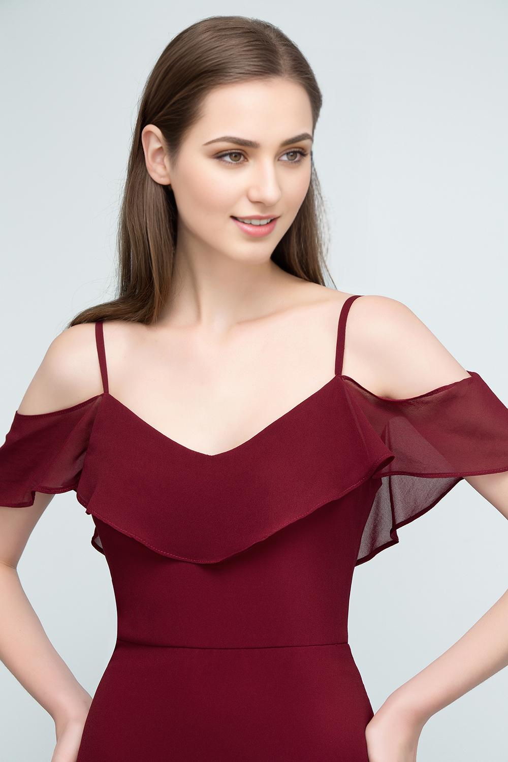 A-Line Spaghetti Straps Sleeveless Floor-Length Bridesmaid Dresses
