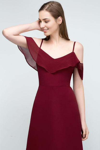 A-Line Spaghetti Straps Sleeveless Floor-Length Bridesmaid Dresses