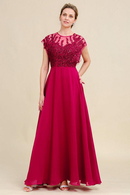 A Line Beading Appliques Mother Of Bride Dress