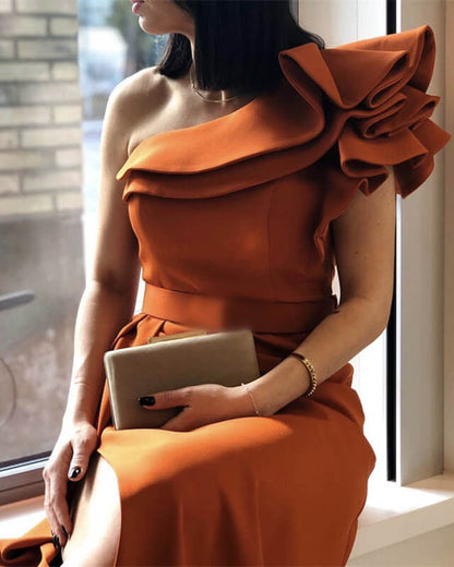 Mermaid Burnt Orange Bridesmaid Dresses One Shoulder
