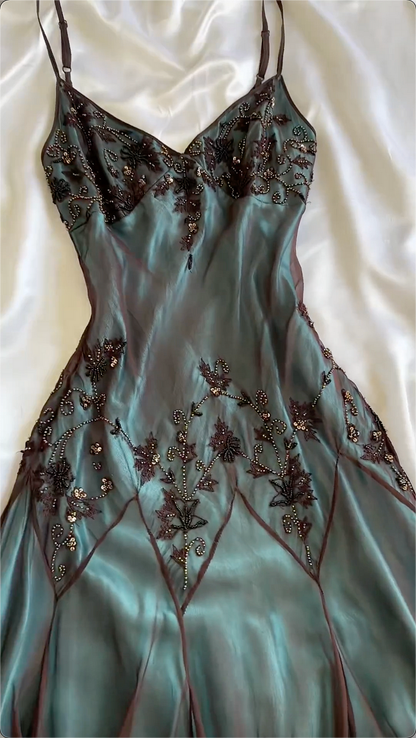 Sexy Mermaid Spaghetti Straps Floor Length Beads Evening Dress Prom Dresses SD1602