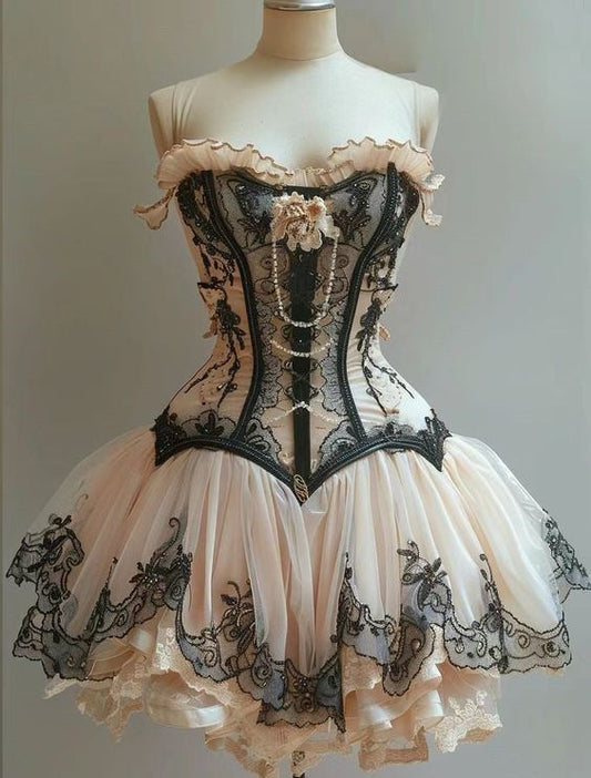 Girlhomeshops--Pink exquisite lace short tulle homecoming dress birthday party dress gh5458