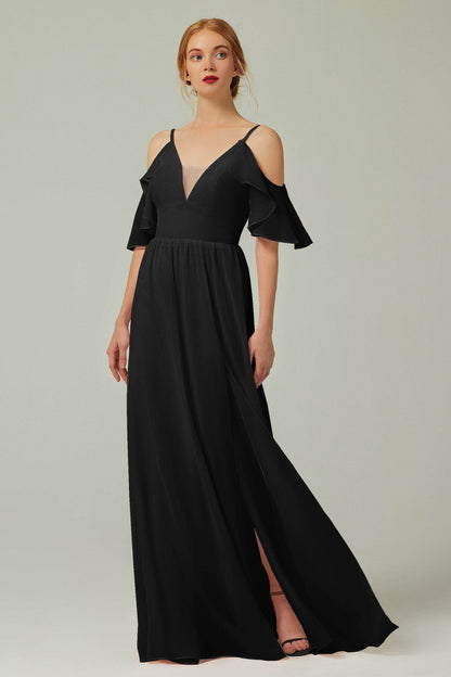 A-Line Floor Length Chiffon Bridesmaid Dress CB0236