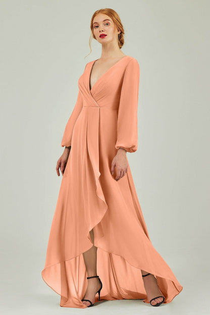 Asymmetrical Sweep-Brush Chiffon Bridesmaid Dress Formal Dresses CB0239