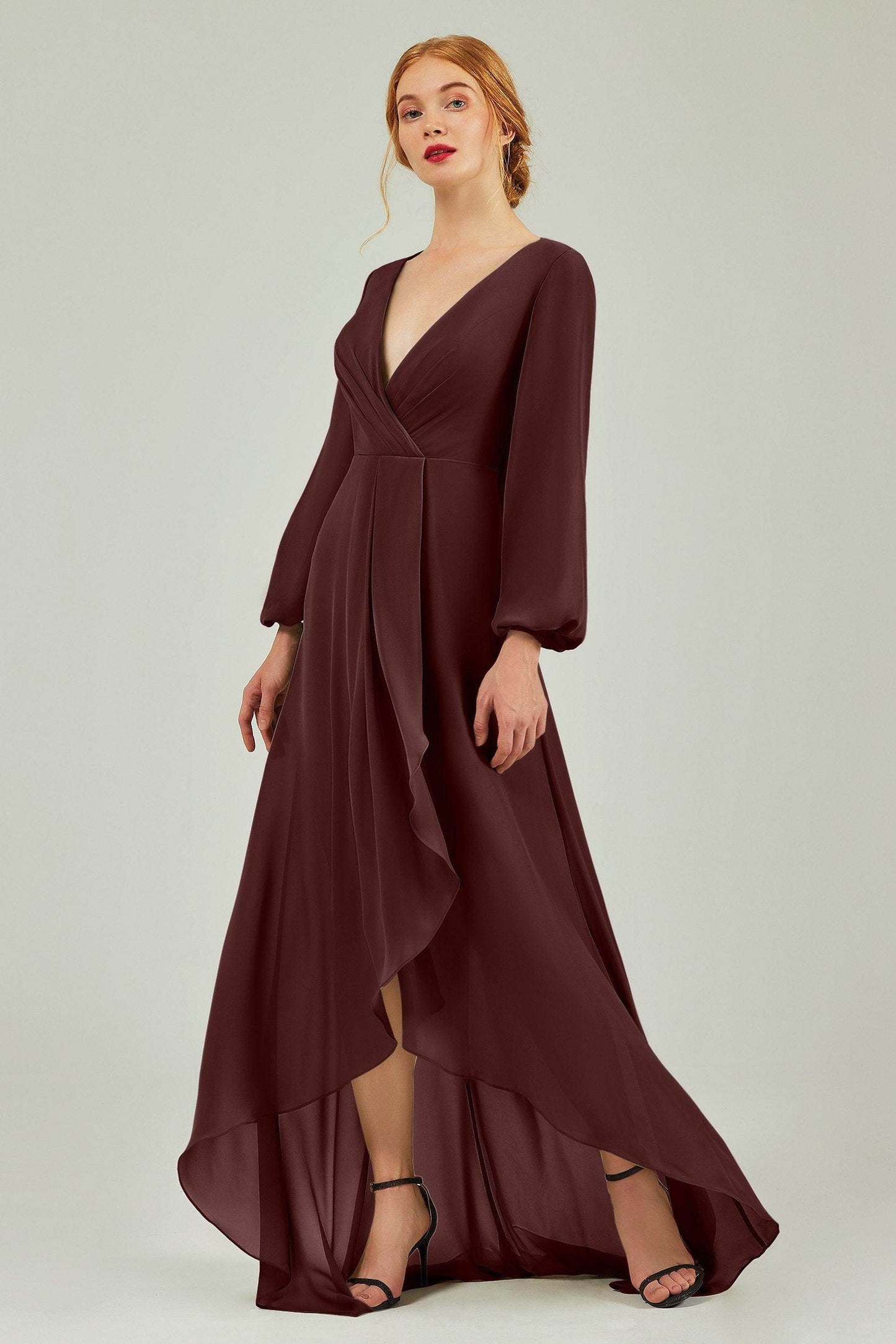 Asymmetrical Sweep-Brush Chiffon Bridesmaid Dress Formal Dresses CB0239
