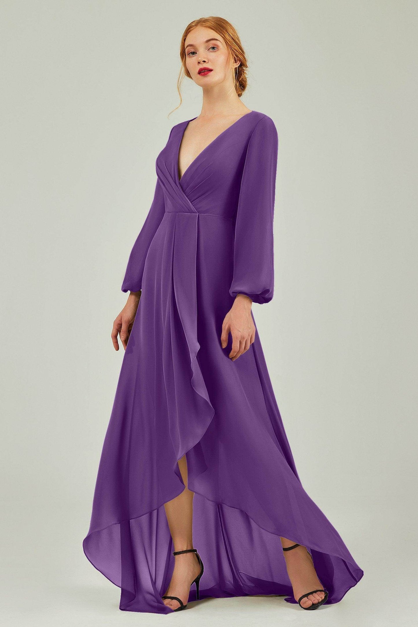 Asymmetrical Sweep-Brush Chiffon Bridesmaid Dress Formal Dresses CB0239