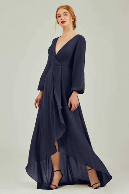 Asymmetrical Sweep-Brush Chiffon Bridesmaid Dress Formal Dresses CB0239