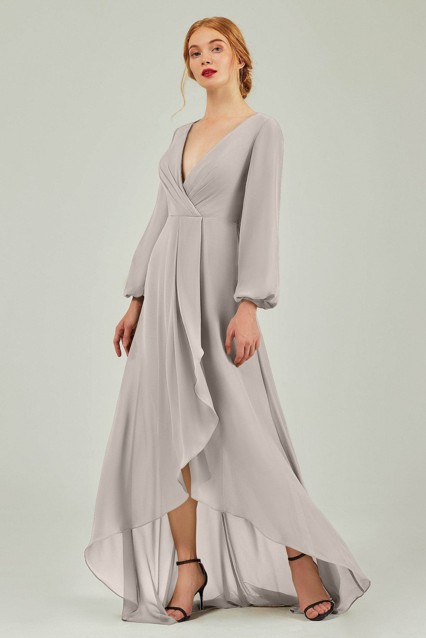 Asymmetrical Sweep-Brush Chiffon Bridesmaid Dress Formal Dresses CB0239