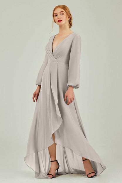 Asymmetrical Sweep-Brush Chiffon Bridesmaid Dress Formal Dresses CB0239
