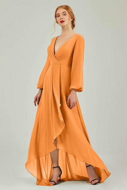 Asymmetrical Sweep-Brush Chiffon Bridesmaid Dress Formal Dresses CB0239