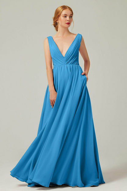 A-Line Floor Length Chiffon Bridesmaid Dress CB0245