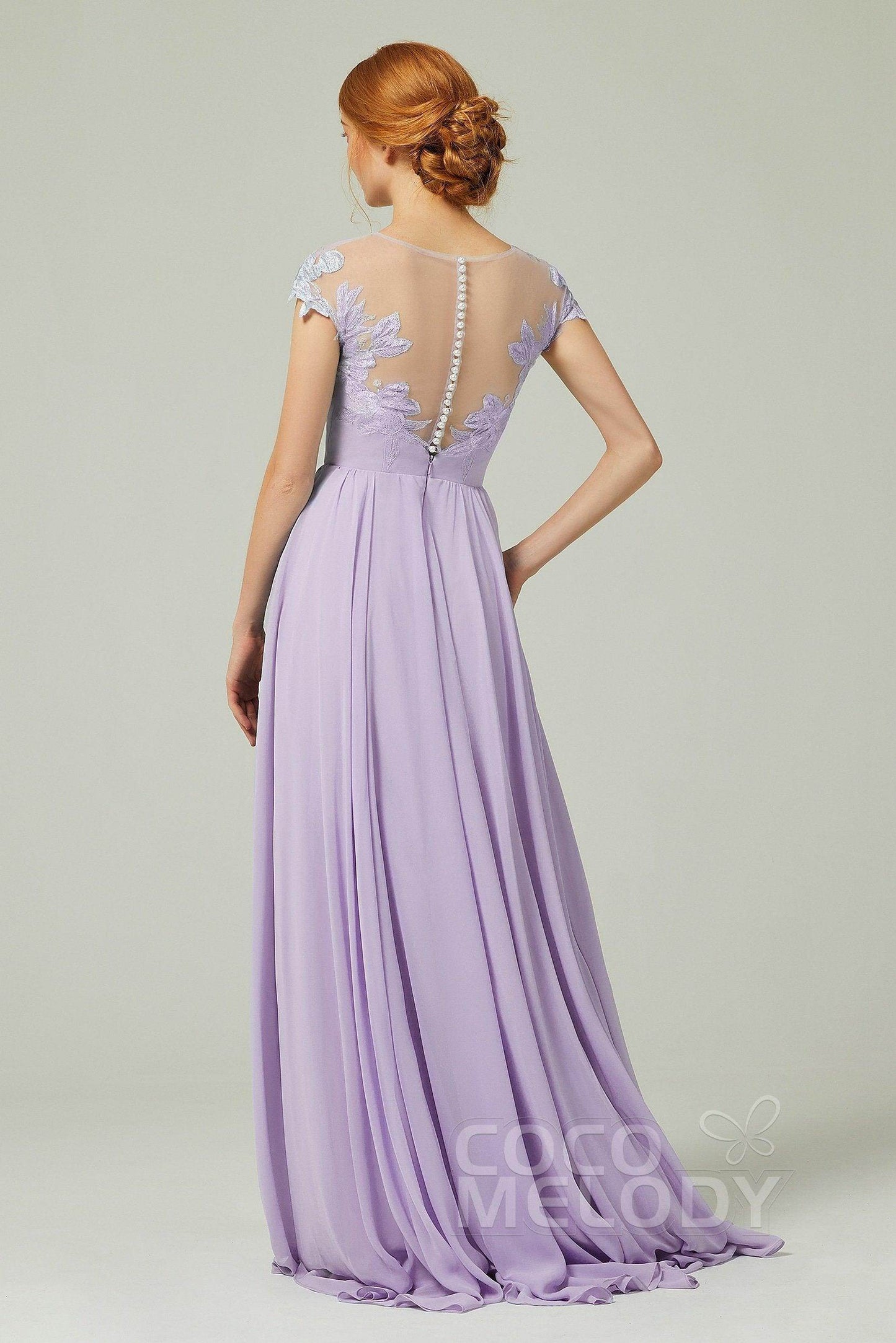 A-Line Sweep-BrushTrain Chiffon Bridesmaid Dress CB0248