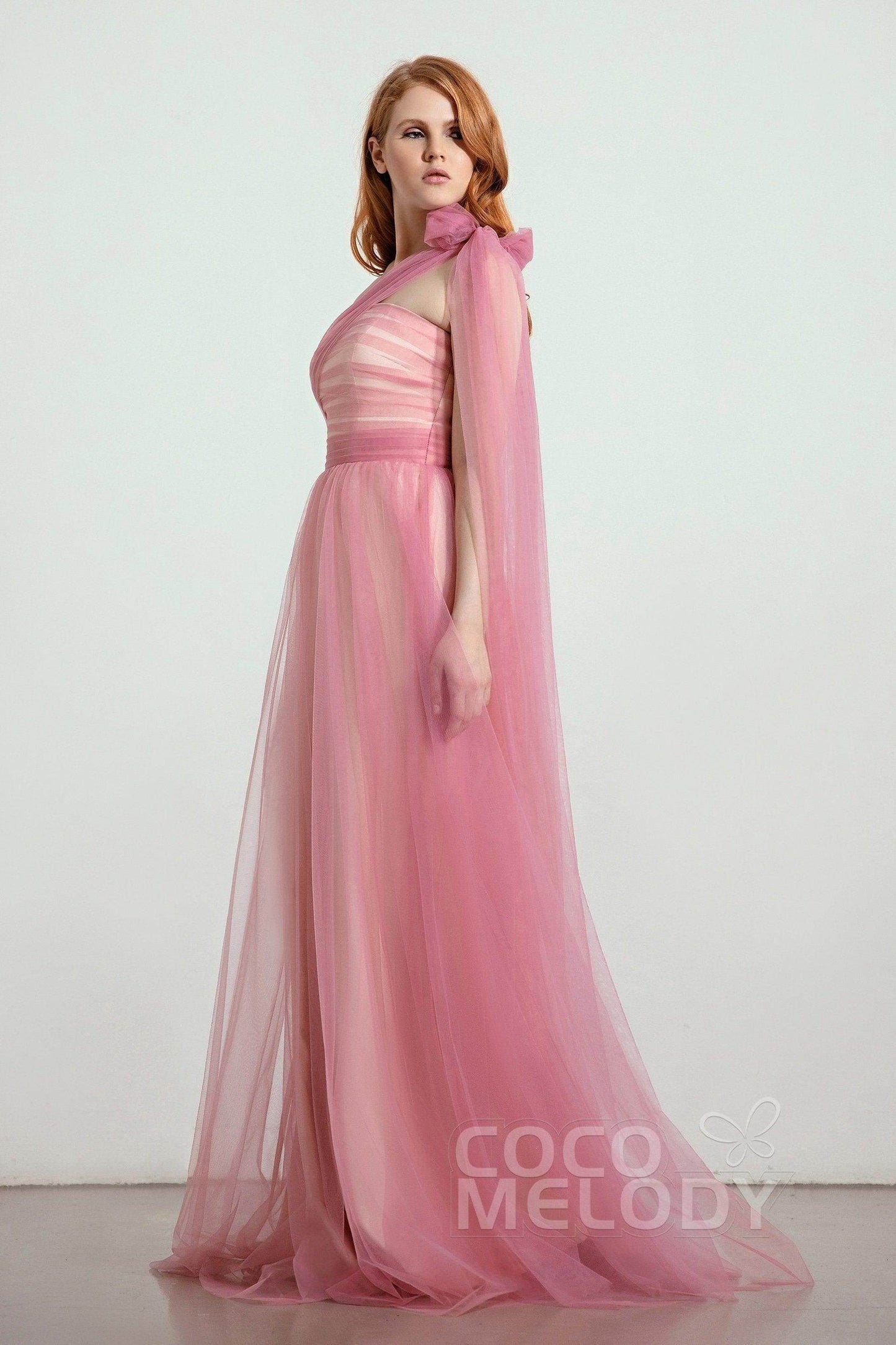 A-Line Tulle/Elastic Silk like Satin Bridesmaid Dress CB0262