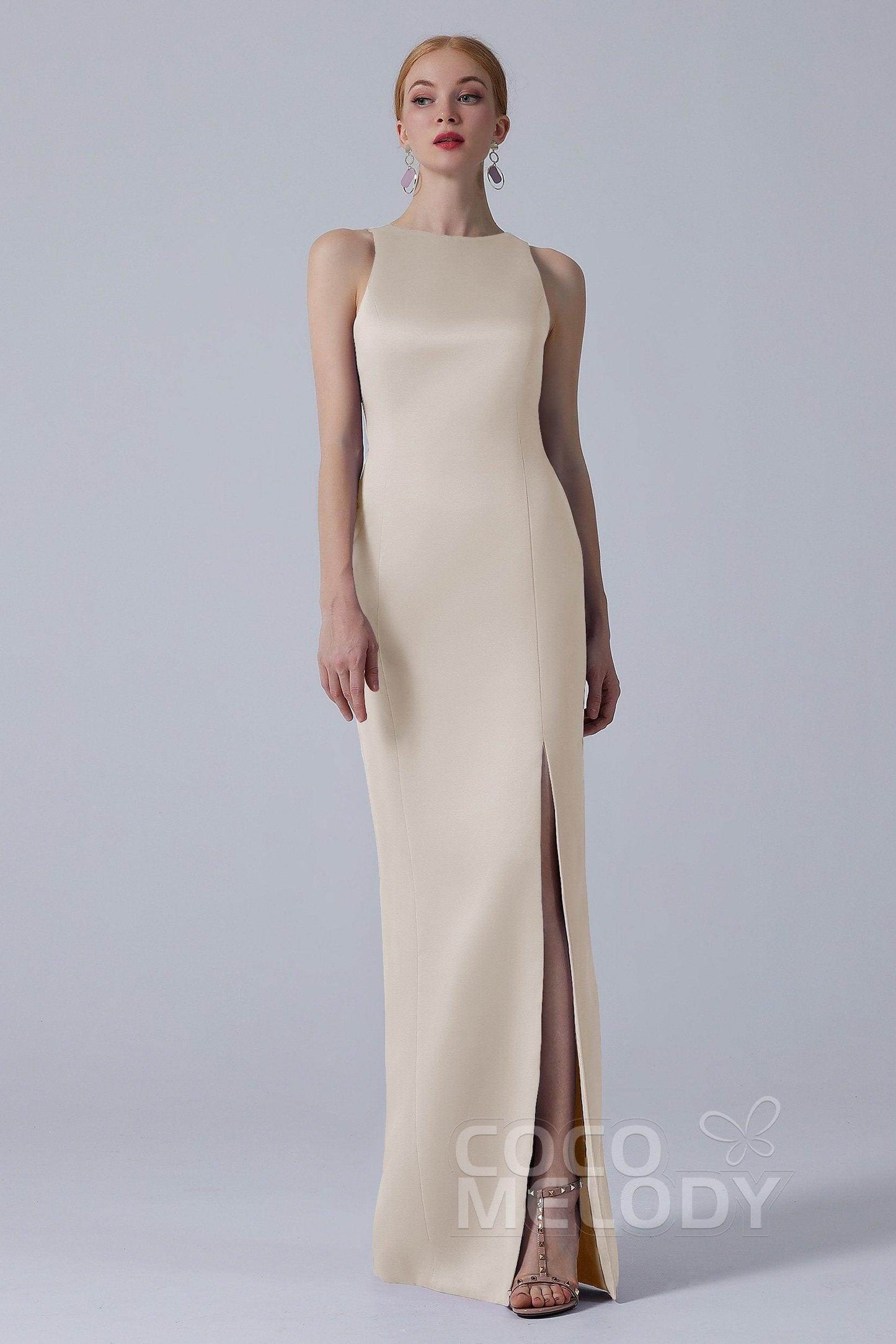 Sheath-Column Floor Length Satin Dress CB0267