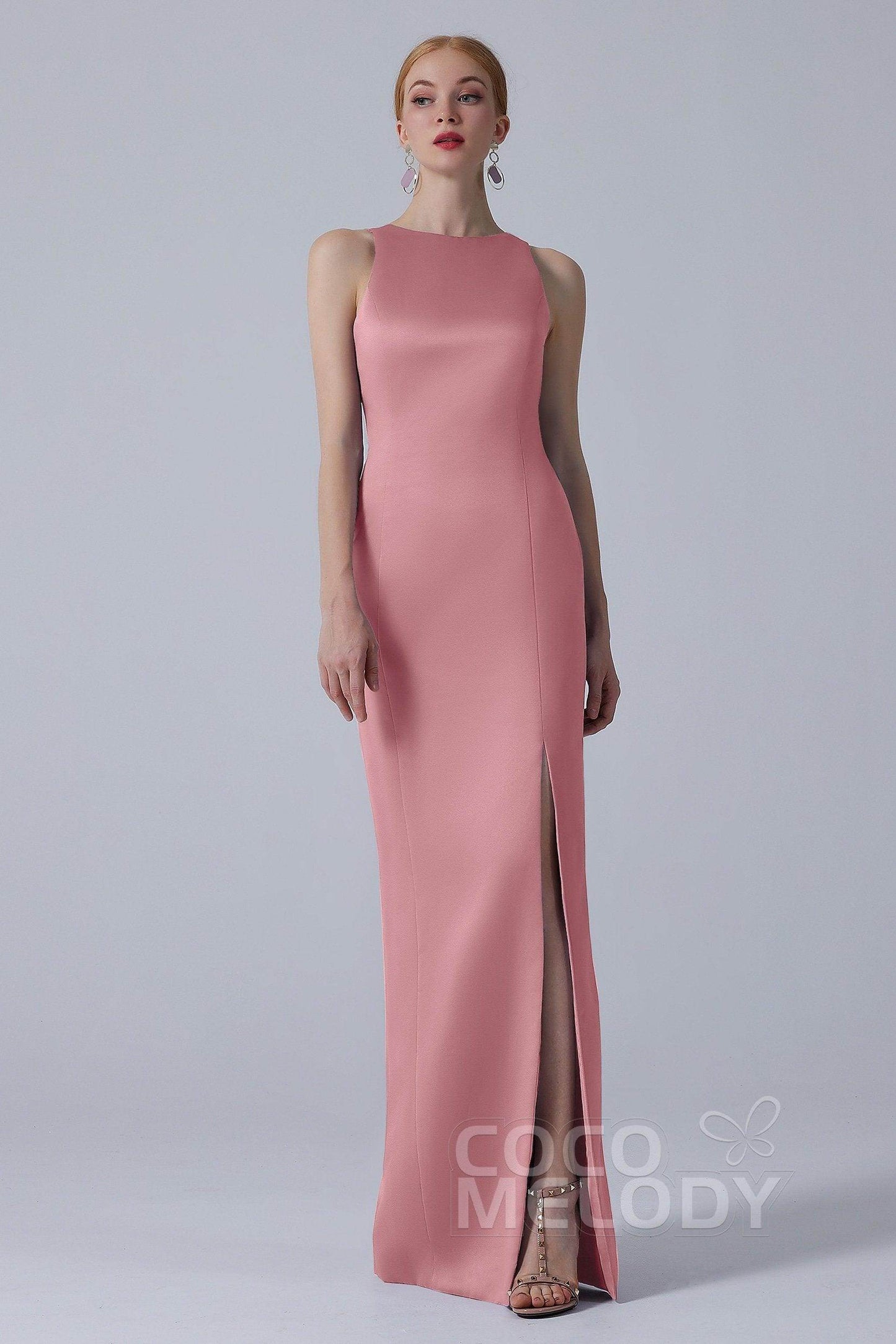 Sheath-Column Floor Length Satin Dress CB0267