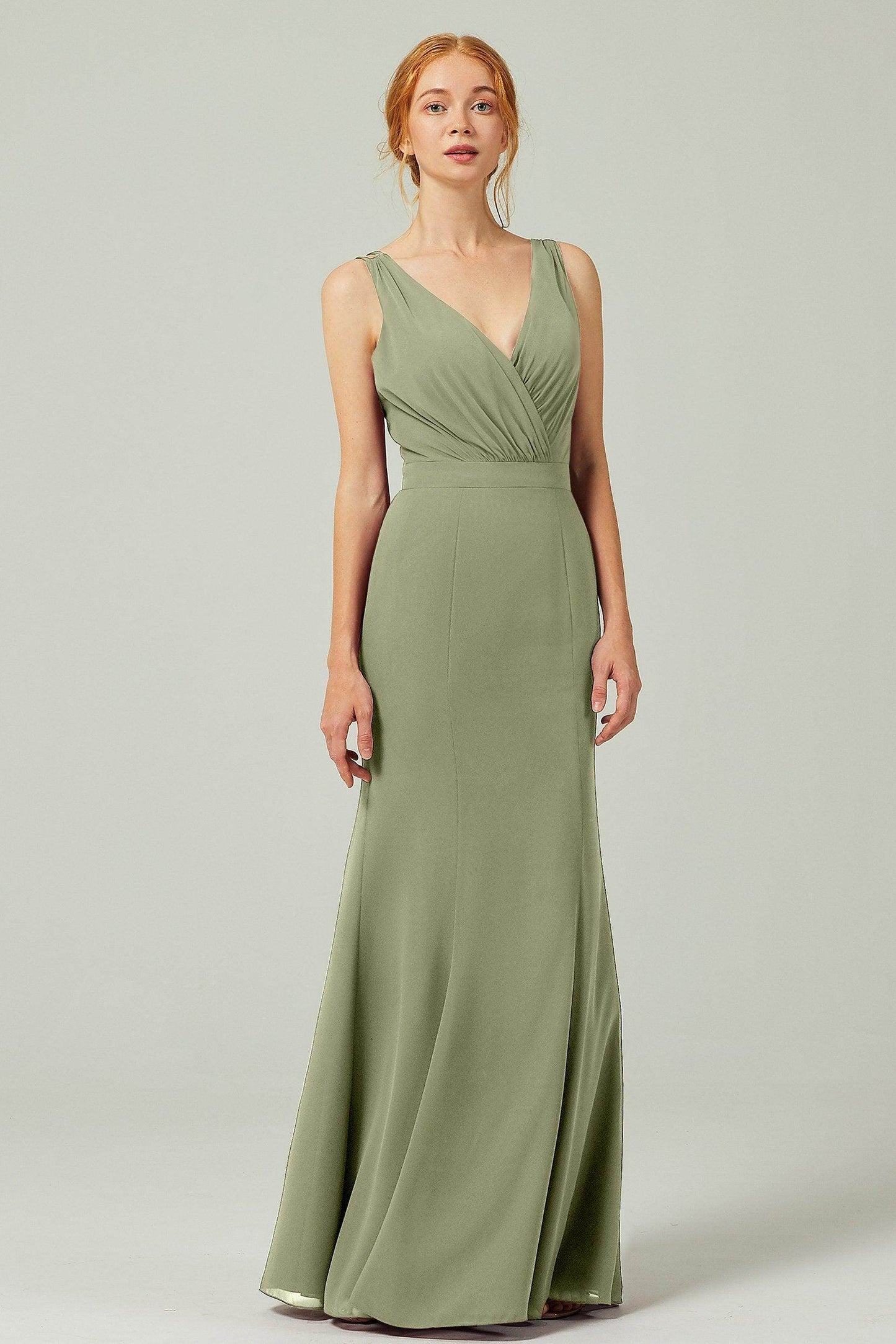Sheath-Column Floor Length Chiffon Bridesmaid Dress CB0291