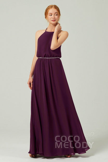 A-Line Floor Length Chiffon Bridesmaid Dress CB0292