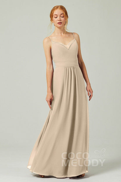 A-Line Floor Length Chiffon Bridesmaid Dress CB0293