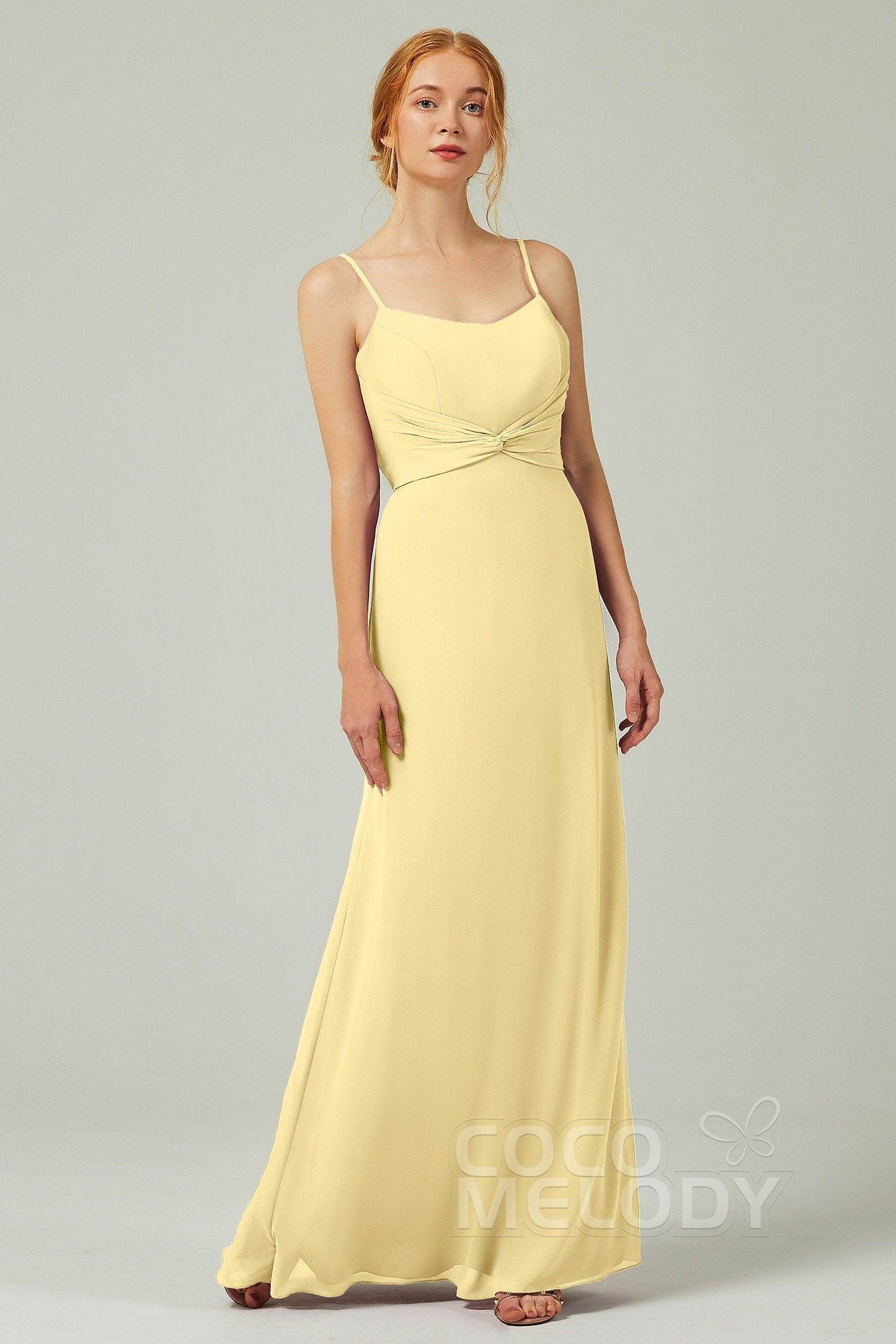 Sheath-Column Floor Length Chiffon Bridesmaid Dress CB0294