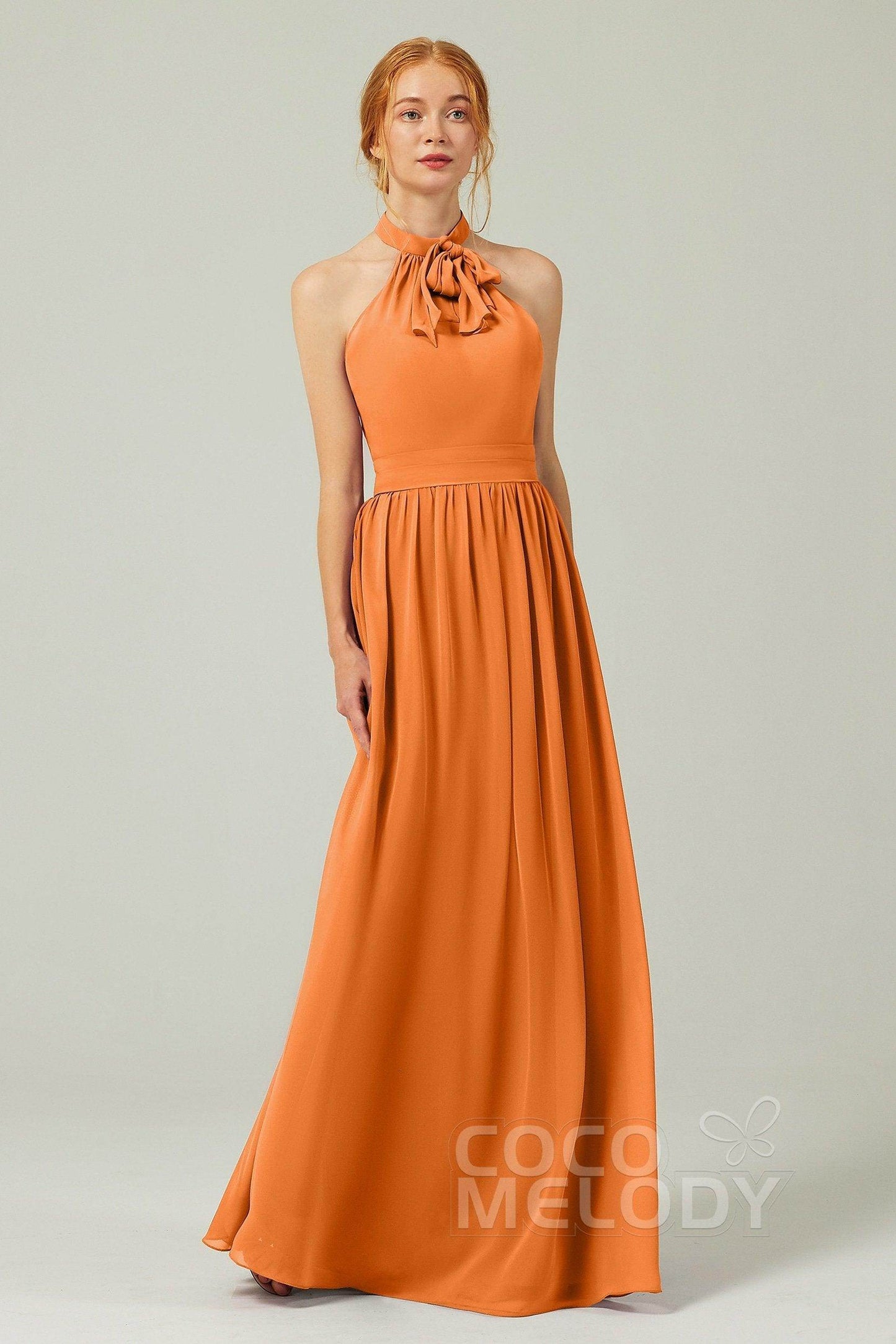 A-Line Floor Length Chiffon Bridesmaid Dress CB0295