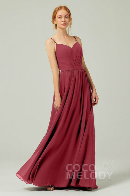 A-Line Floor Length Chiffon Bridesmaid Dress CB0296