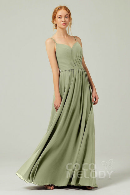 A-Line Floor Length Chiffon Bridesmaid Dress CB0296