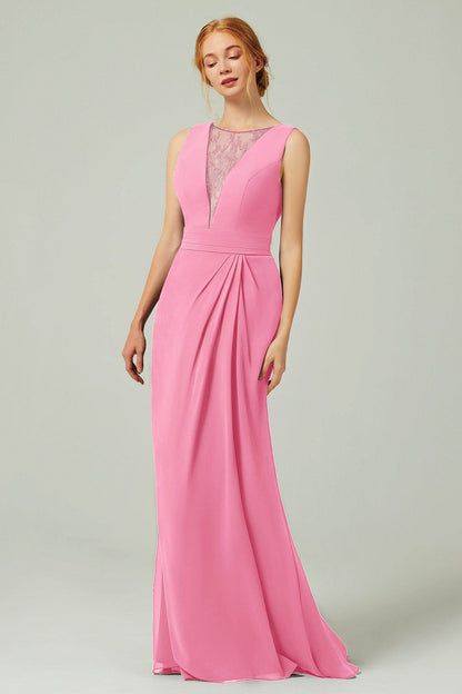 Sheath-Column Floor Length Chiffon Bridesmaid Dress Formal Dresses CB0297