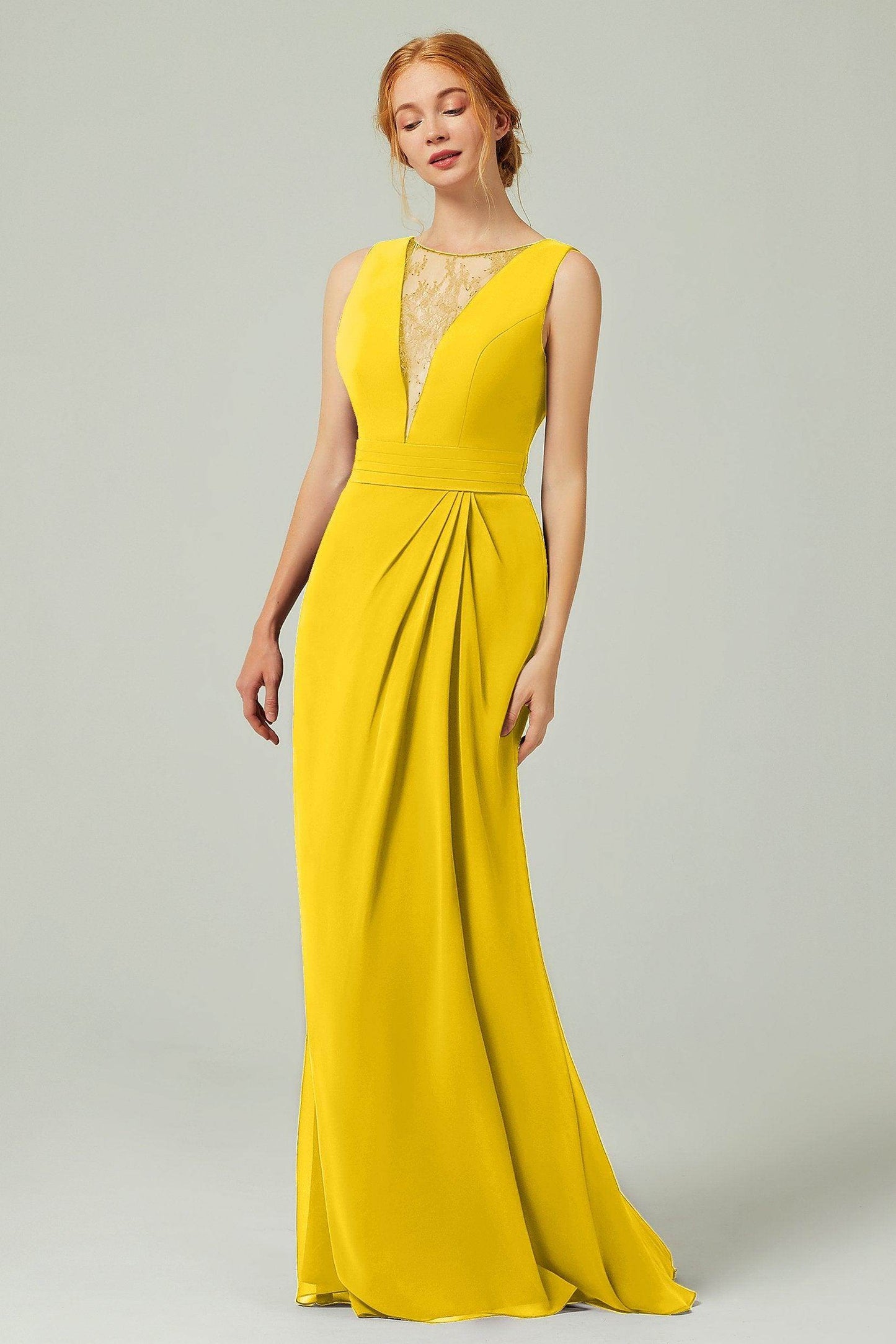 Sheath-Column Floor Length Chiffon Bridesmaid Dress Formal Dresses CB0297