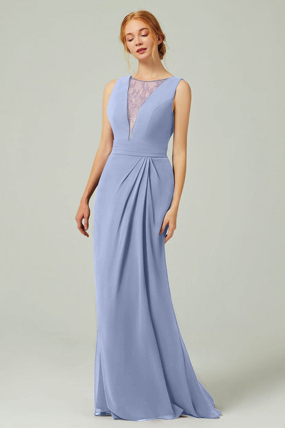 Sheath-Column Floor Length Chiffon Bridesmaid Dress Formal Dresses CB0297