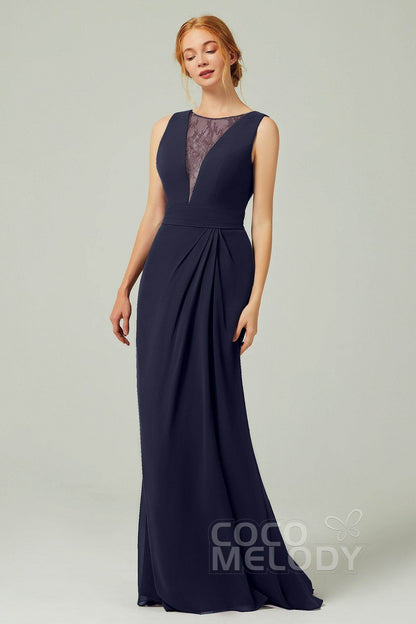 Sheath-Column Floor Length Chiffon Bridesmaid Dress Formal Dresses CB0297