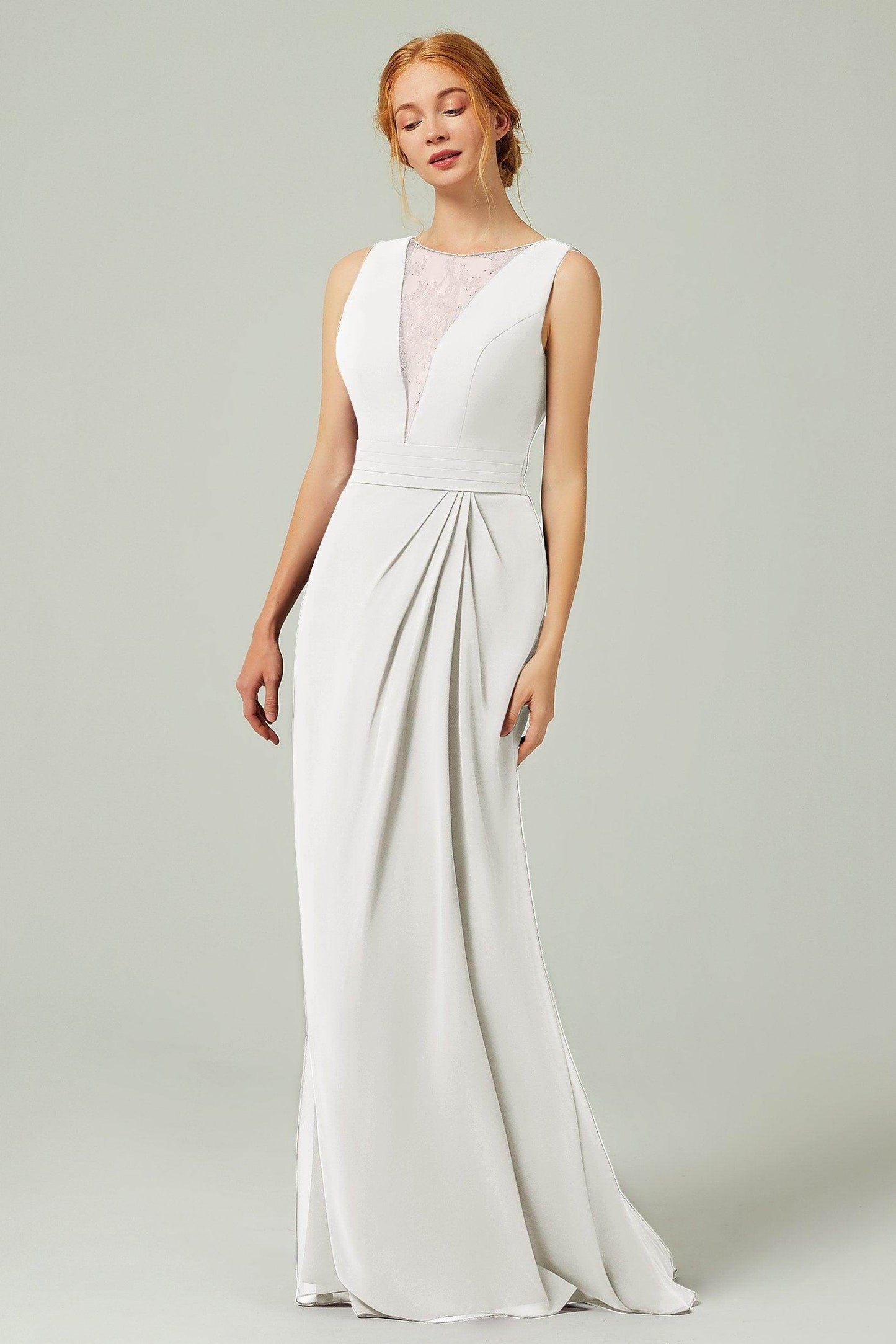 Sheath-Column Floor Length Chiffon Bridesmaid Dress Formal Dresses CB0297