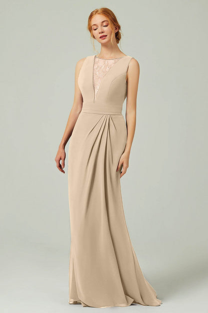 Sheath-Column Floor Length Chiffon Bridesmaid Dress Formal Dresses CB0297