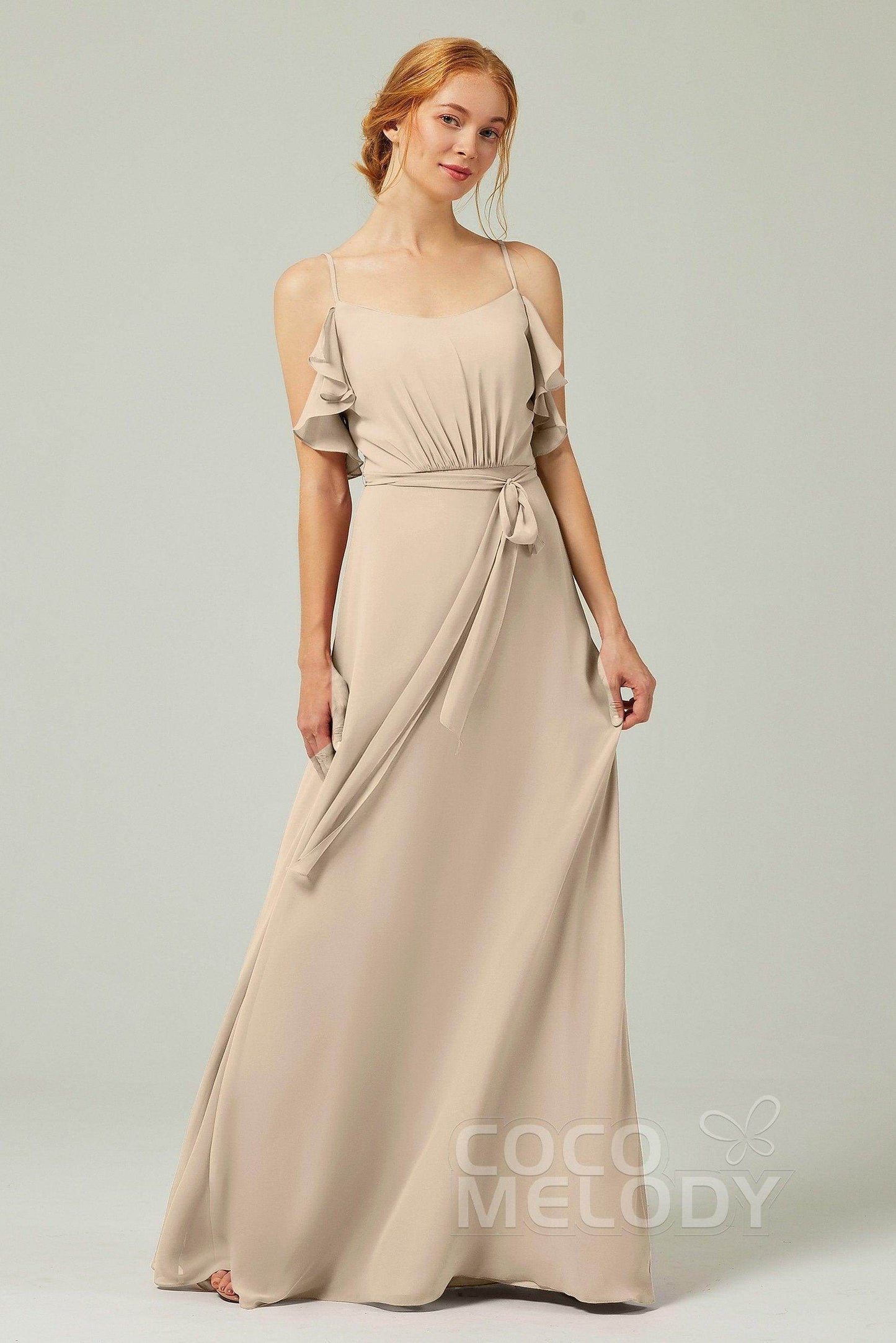 A-Line Floor Length Chiffon Bridesmaid Dress CB0299