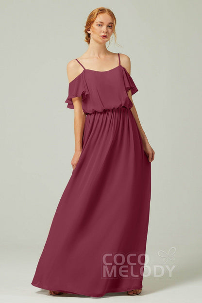 A-Line Floor Length Chiffon Bridesmaid Dress CB0300