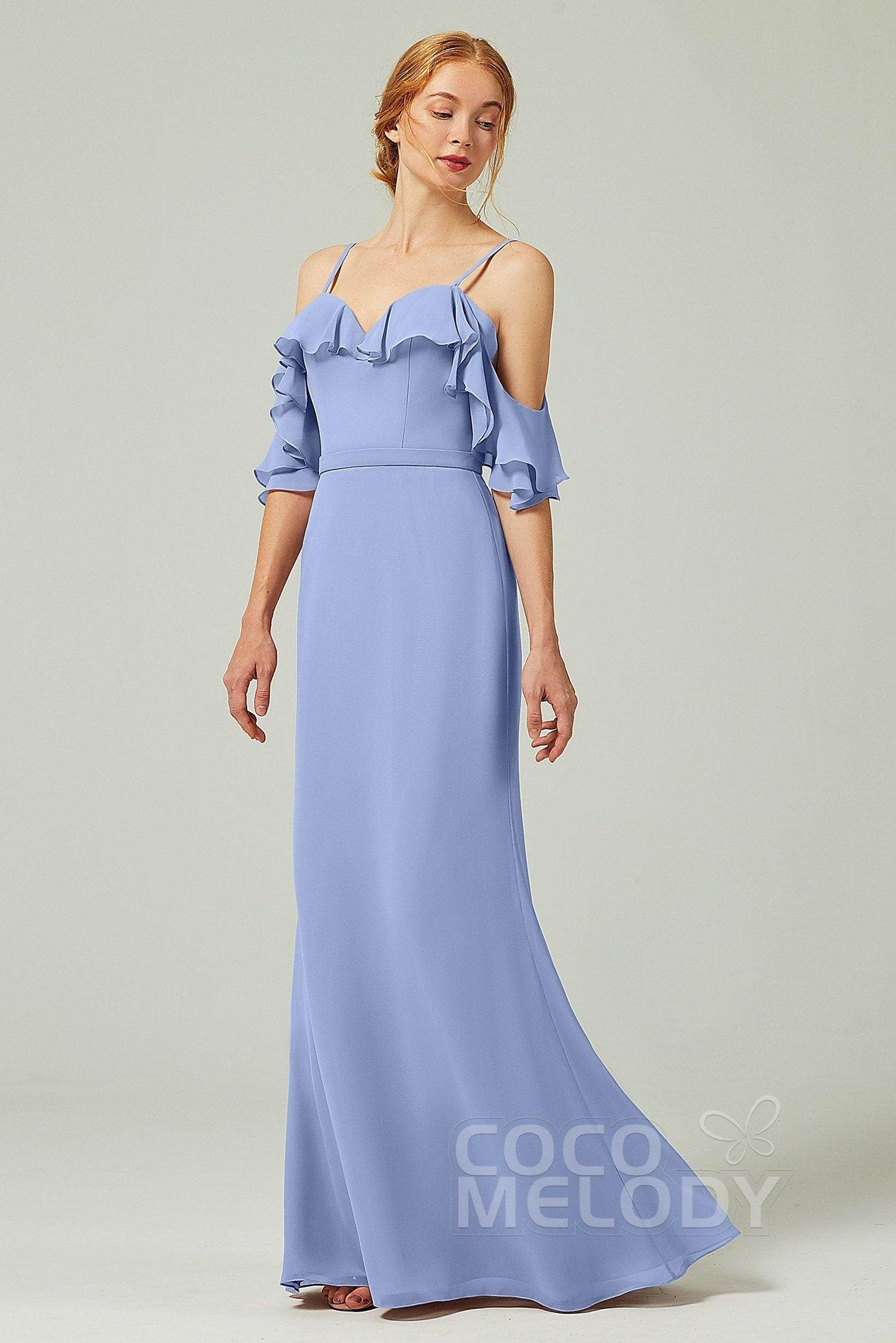 Sheath-Column Floor Length Chiffon Bridesmaid Dress CB0301