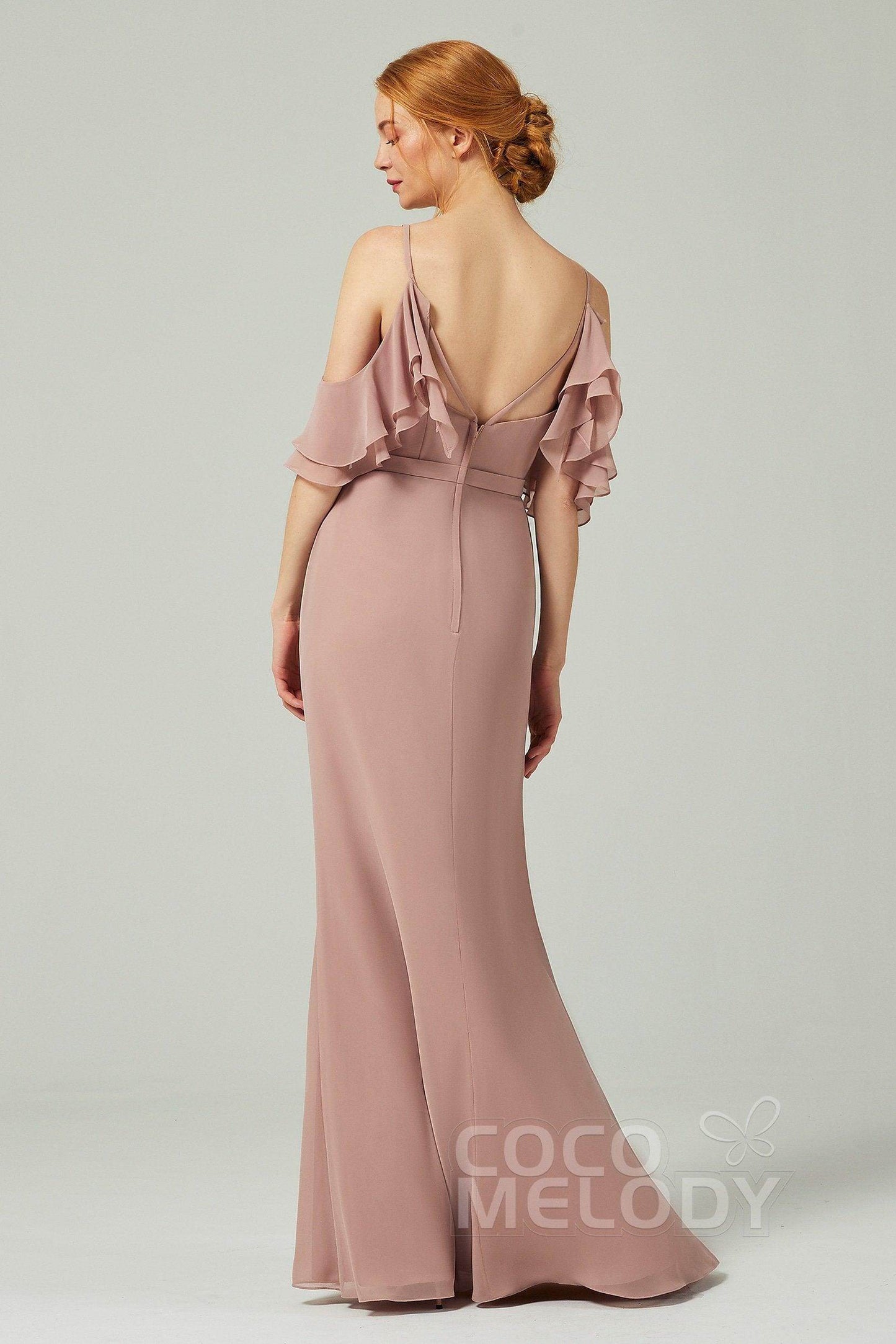 Sheath-Column Floor Length Chiffon Bridesmaid Dress CB0301