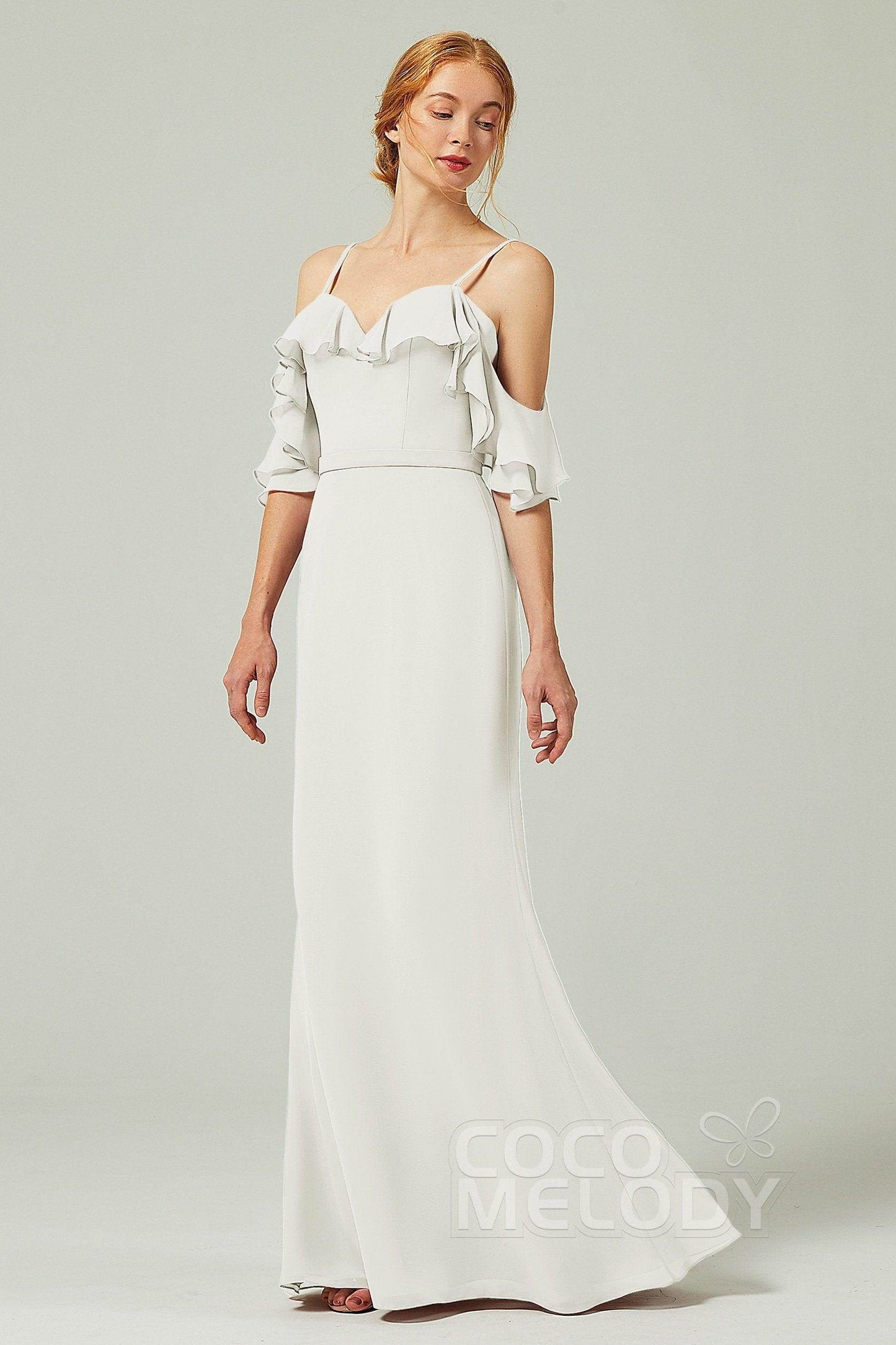 Sheath-Column Floor Length Chiffon Bridesmaid Dress CB0301