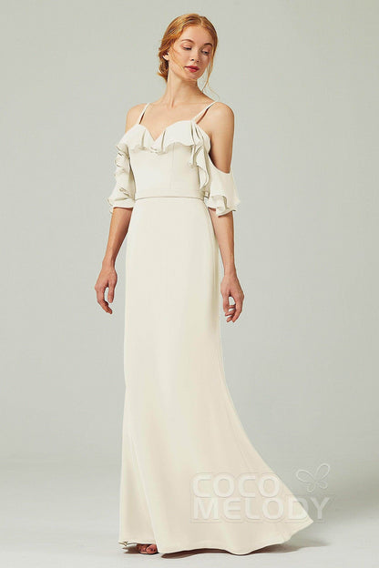 Sheath-Column Floor Length Chiffon Bridesmaid Dress CB0301
