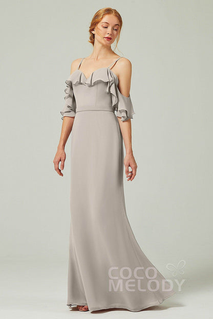Sheath-Column Floor Length Chiffon Bridesmaid Dress CB0301