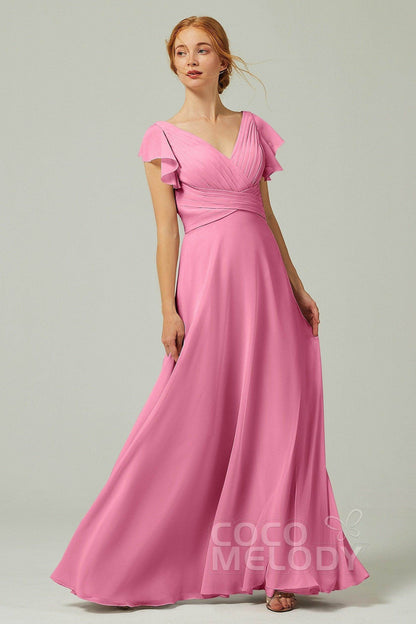 A-Line Floor Length Chiffon Bridesmaid Dress CB0302PS