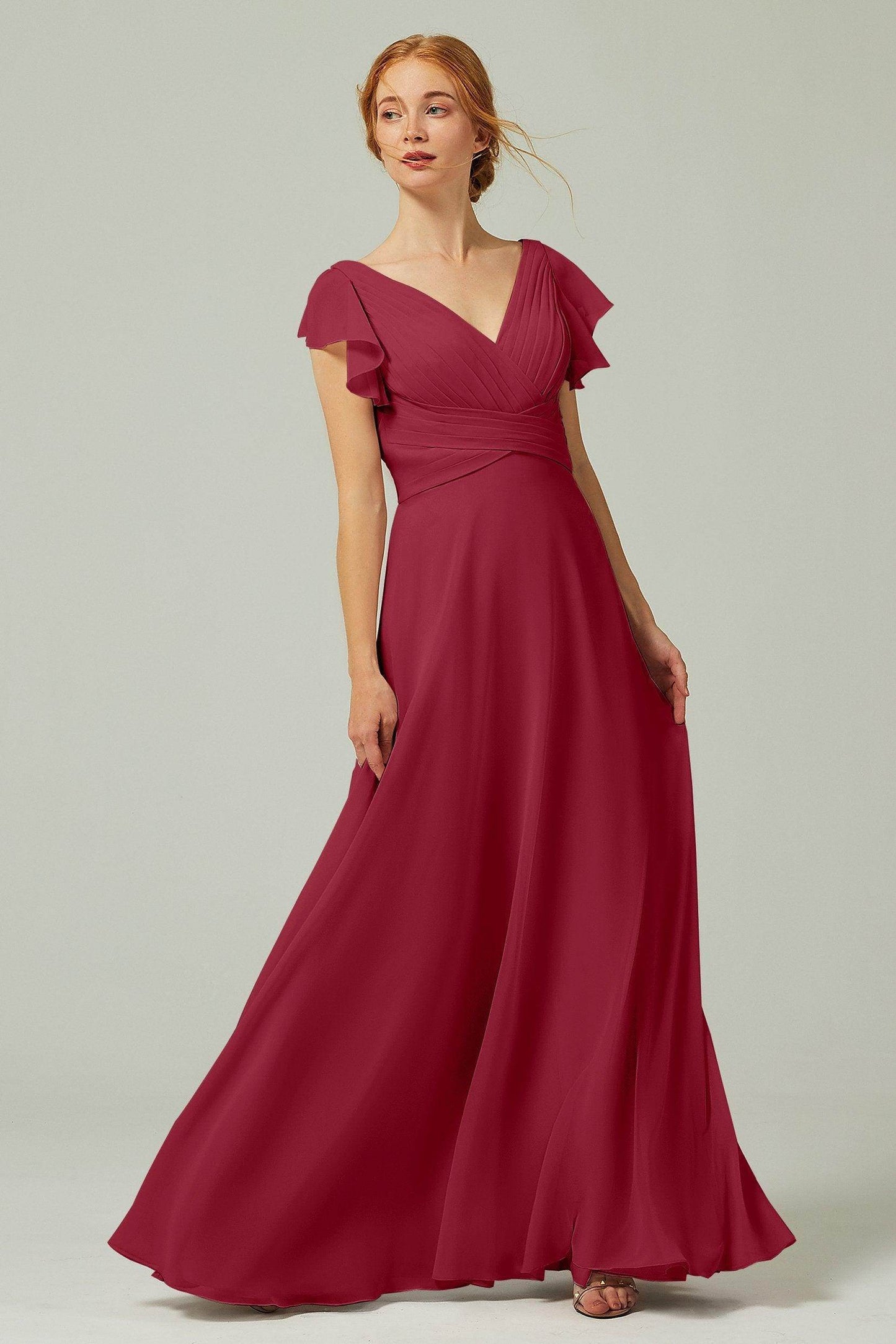 A-Line Floor Length Chiffon Bridesmaid Dress CB0302